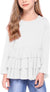 Arshiner Girls Casual Tunic Tops Long Sleeve Layered Ruffle Hem Blouse T-Shirts for 6-15 Years