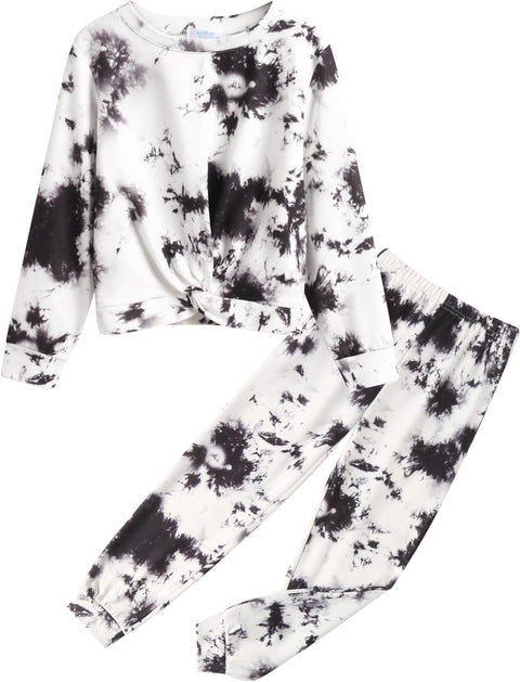 Arshiner Girls 2 Piece Outfits Fashion Twist Front Tracksuit Jogger set