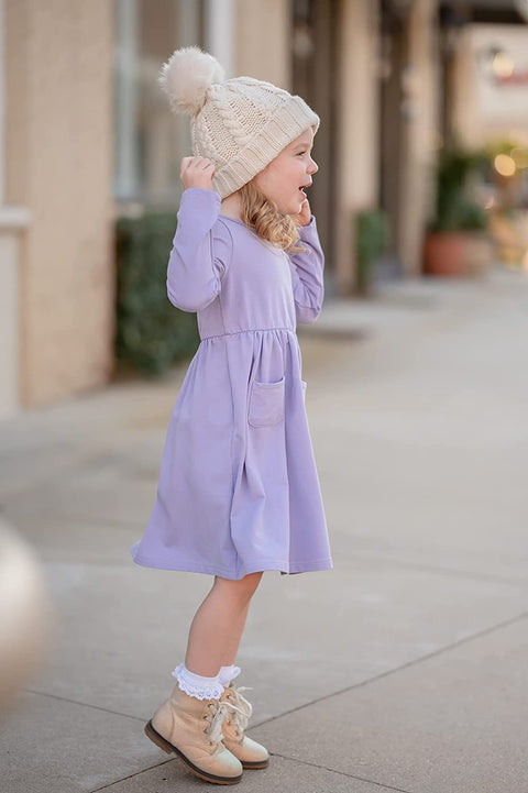Arshiner Little Girls Dress Long Sleeve Casual Skater Pocket Dress