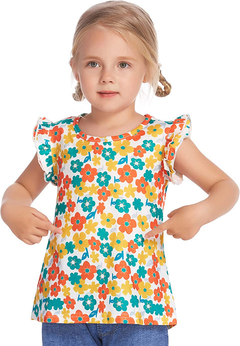 Arshiner Girls Basic Ruffle Sleeve Cute T-Shirt