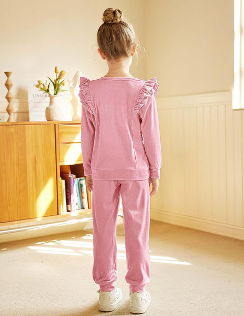 Arshiner 2 Piece Girls Outfits Sets Velour Tracksuit Sweatsuit