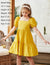 Arshiner Girls Dress Short Puff Sleeve Loose Tiered Ruffle Casual Dresses Square Neck