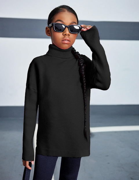 Arshiner Girls Sweaters Turtleneck Kids Tunic Long Sleeve Knit Tops