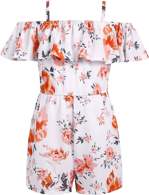Arshiner Girls Kids Jumpsuit Off Shoulder Ruffle Romper Playsuit Summer Outfits Clothes Set