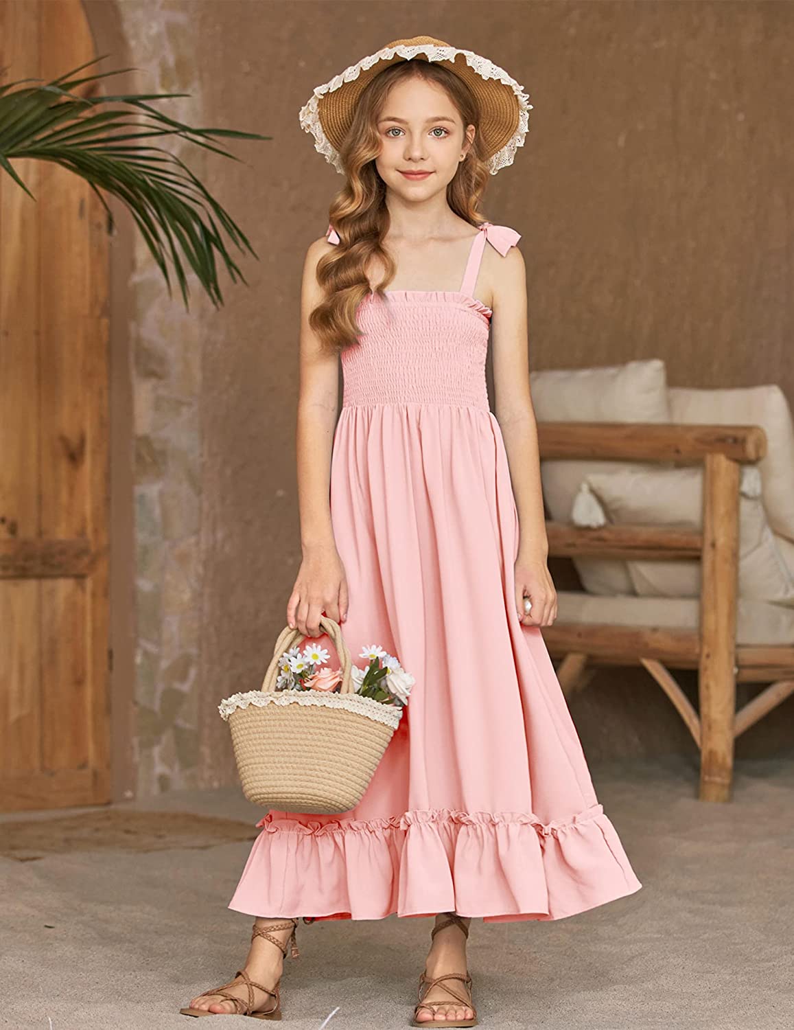 Arshiner Girls Summer Dress Boho Beach Casual Smocked Maxi Dresses 6-1 – ARSHINER