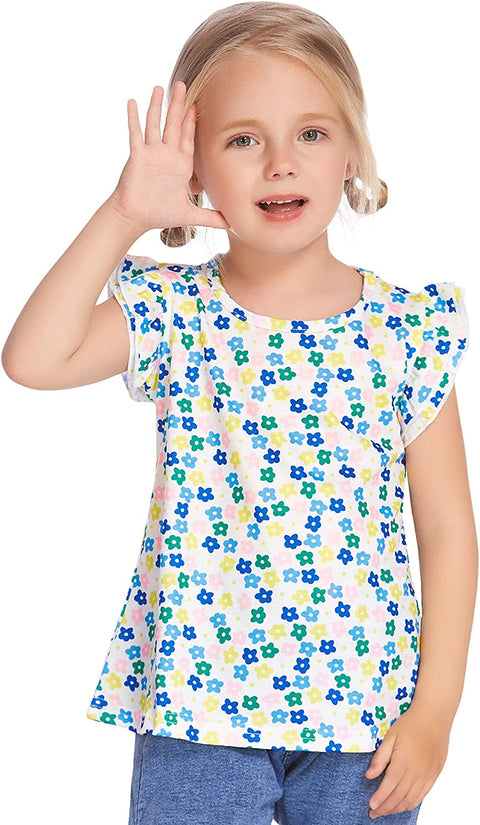 Arshiner Little Girls Plain Flutter T Shirts Ruffle Sleeve Tank Tops