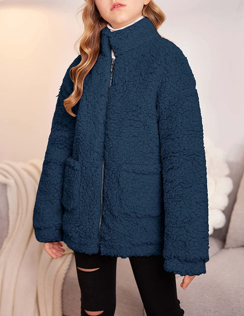 Arshiner Girls Full Zip Fleece Jacket Sherpa Outwear Coat