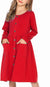 Arshiner Girl's Dresses Button Down Midi Long Sleeve Casual Sundress A-line Dress with Pockets