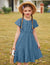 Arshiner Girls Girly Dress Swiss Dot Ruffle Short Sleeve Twirly Cute Dresses for 5-12 Years Old
