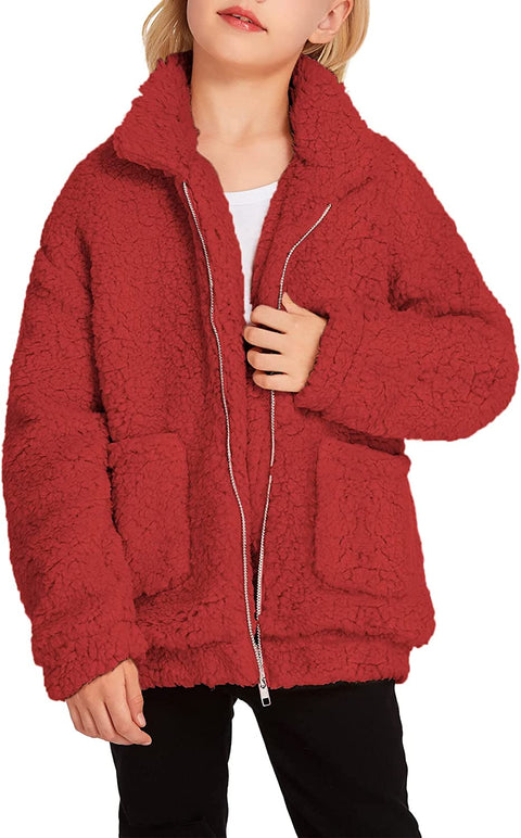 Arshiner Girls Full Zip Fleece Jacket Sherpa Outwear Coat