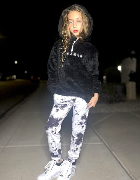 Arshiner Kids Girls Tie Dye Joggers Comfort Loose Sweatpants High Waist Trouser