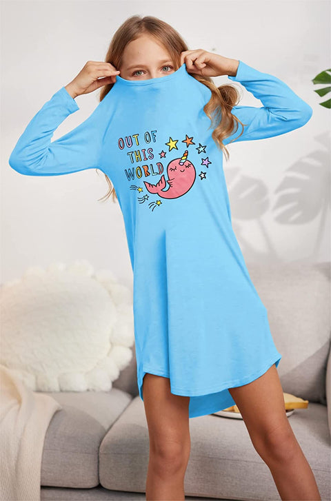 Arshiner Girls Nightgowns Long Sleeve Print Pajamas Nightdress