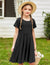 Arshiner Girls Dress Basic Short Sleeve A Line Swing Skater Twirl School Party Dress