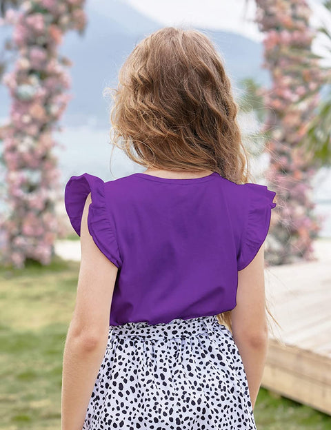 Arshiner Little Girls Plain Flutter T Shirts Ruffle Sleeve Tank Tops