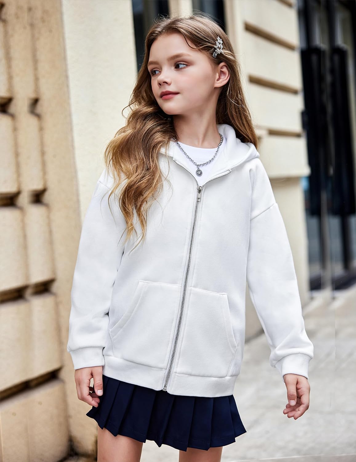 White Hoodie Women Arshiner Arshiner Girls Half Zip Sweatshirt