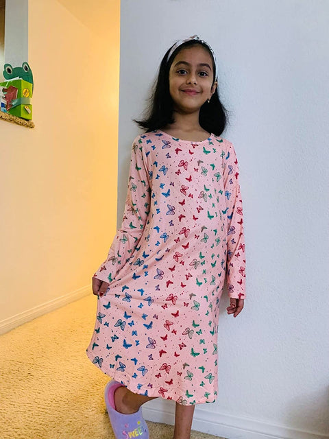 Arshiner Girls Nightgowns Long Sleeve Print Pajamas Nightdress