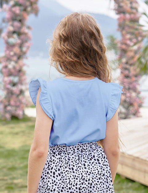 Arshiner Little Girls Plain Flutter T Shirts Ruffle Sleeve Tank Tops