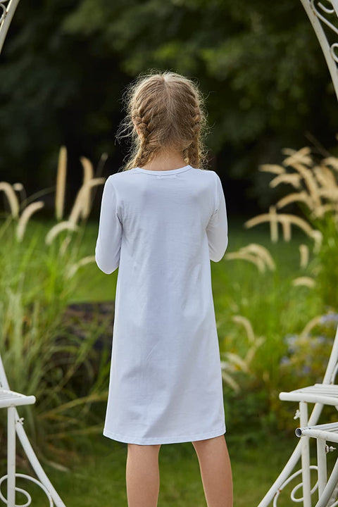 Arshiner Girls Dress Kids Long Sleeve Solid Color Casual T-Shirt Dress
