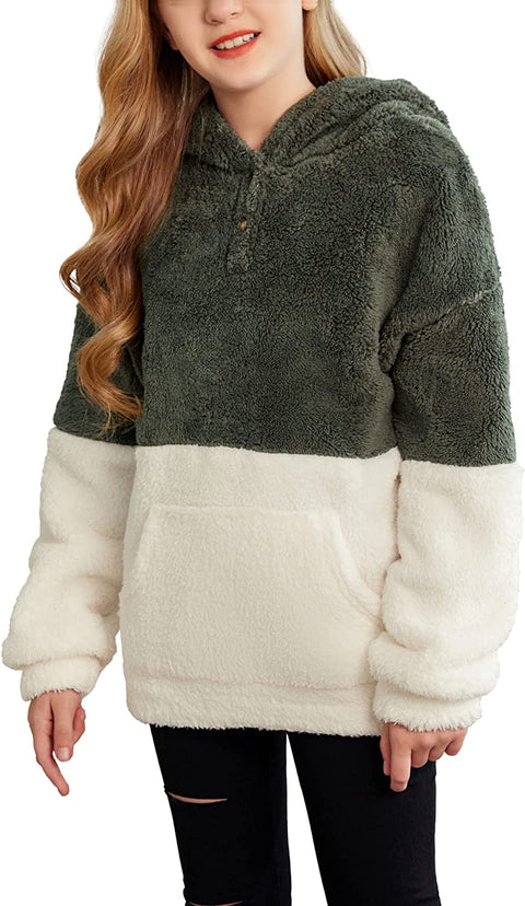 Arshiner Girls Warm Hoodie Sherpa Fleece Pullover