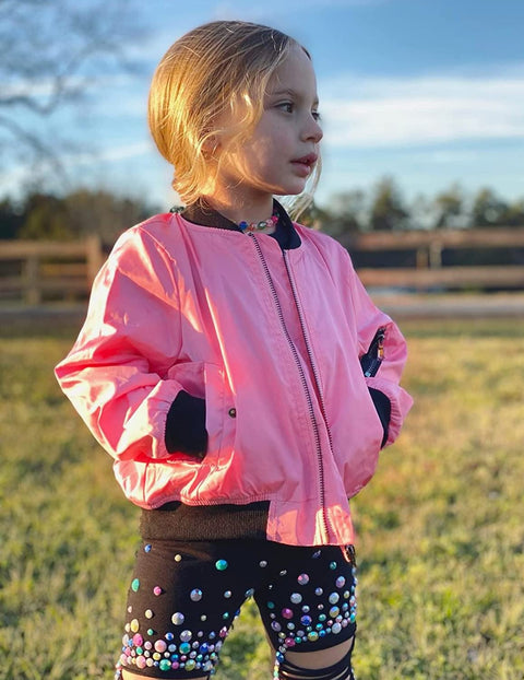 Arshiner Girls Bomber Jacket Casual Coat Zip Up Outerwear