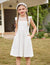 Arshiner Girls Dress Summer Ruffle Sleeve Mesh A Line Casual Party Dresses with Pockets 6-13 Years