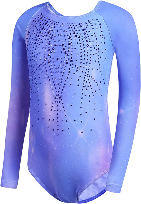 Arshiner Kid Girls Long Sleeve Color Gradient Gymnastics Leotard