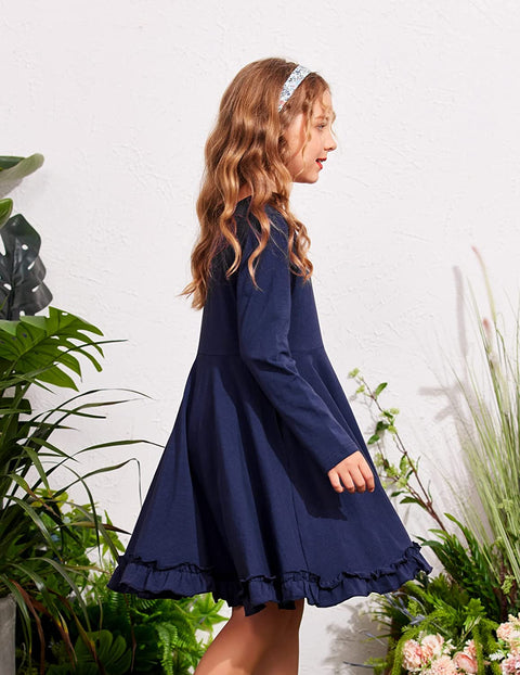 Arshiner Girls Dress Long Sleeve A Line Twirly Skater Dresses