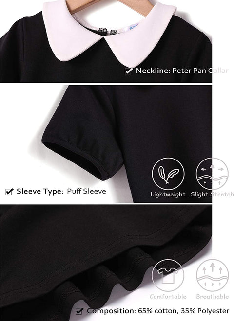 Arshiner Girls Long/Short Sleeve Tops Basic Peter Pan Collar T-Shirts Soft Blouses Tees