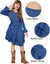 Arshiner Girls Dresses Long Sleeve Loose Plain Casual Ruffle Swing Long Midi Dress with Belt for 5-14 Years