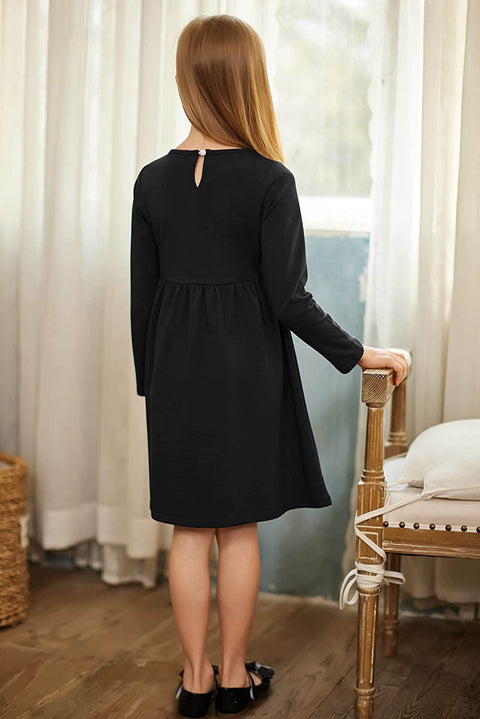 Arshiner Little Girls Dress Long Sleeve Casual Skater Pocket Dress