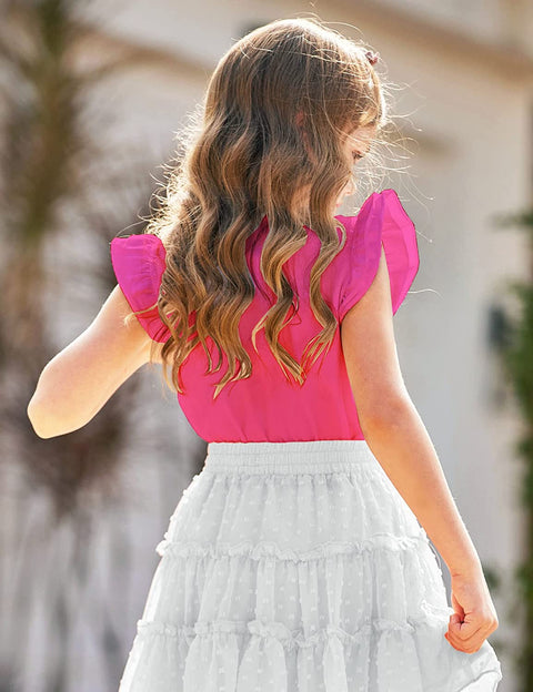 Arshiner Girls Basic Ruffle Sleeve Cute T-Shirt