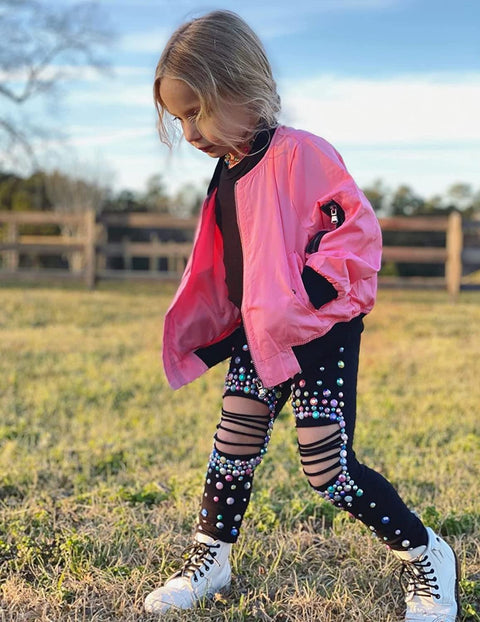 Arshiner Girls Bomber Jacket Casual Coat Zip Up Outerwear