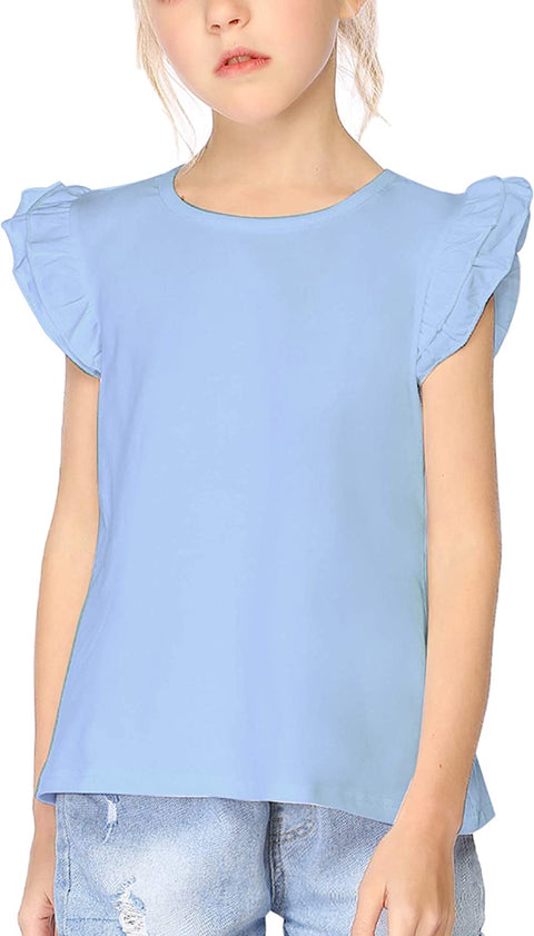 Arshiner Little Girls Plain Flutter T Shirts Ruffle Sleeve Tank Tops