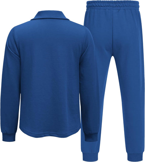 Arshiner Boys' 2-Piece Set, Long-Sleeve Zip Polo Shirt and Pant Tracksuit Set for 5-13 Years Boys