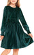 Arshiner Girls Long Sleeve Dress Velvet Crew Neck Midi Fall Vintage Plain Dress for Kids 4-13Y