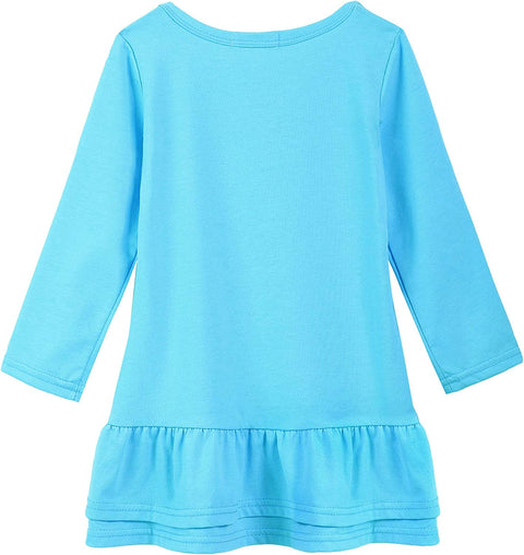 Arshiner Girls Cotton Long Sleeve A-Line Ruffle Hem Dress