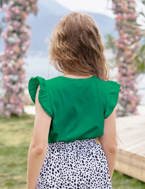 Arshiner Little Girls Plain Flutter T Shirts Ruffle Sleeve Tank Tops