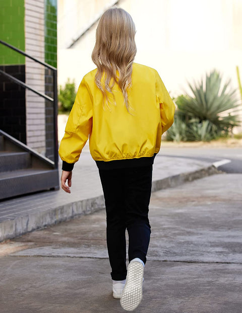 Arshiner Girls Bomber Jacket Casual Coat Zip Up Outerwear