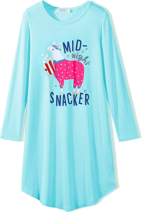 Arshiner Girls Nightgowns Long Sleeve Print Pajamas Nightdress