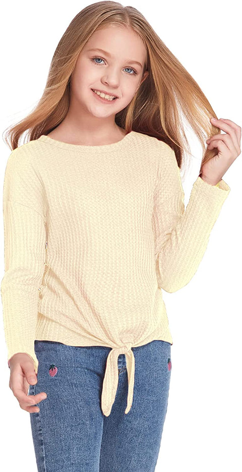 Arshiner Girls Knit Tops Colorblock Shirts Long Sleeve Sweaters