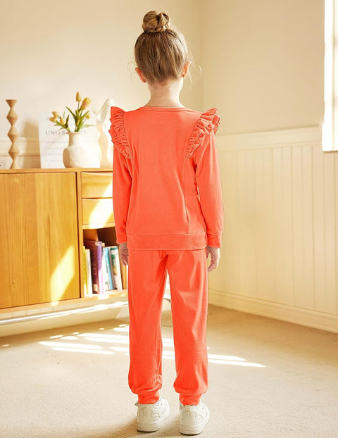 Arshiner 2 Piece Girls Outfits Sets Velour Tracksuit Sweatsuit