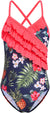 Arshiner Girls One Piece Swimsuit Hawaiian Ruffle Crisscross Back Beach Bathing Suit Kids Floral Print Swimwear