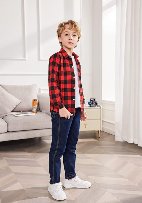 Arshiner Toddler Boys Girls Long Sleeve Plaid Shirt