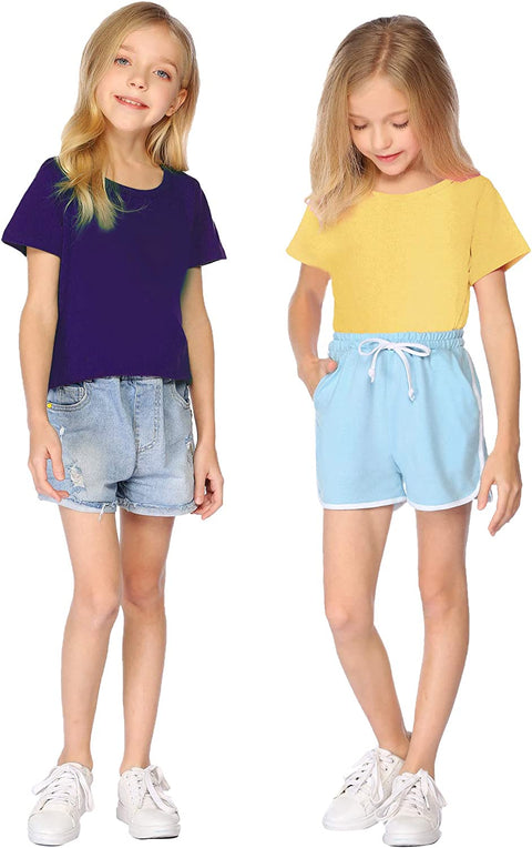 Arshiner Kids 2 Pack Short Sleeve Tees Girls Basic Tees 2pcs Shirt for Tie Dye