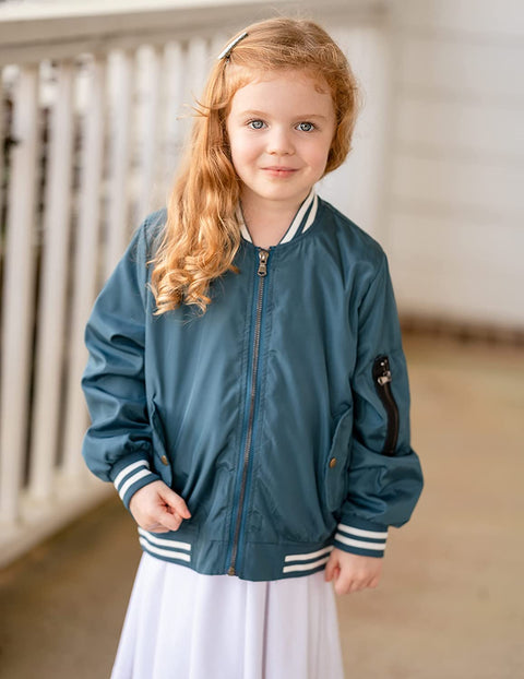 Arshiner Girls Bomber Jacket Casual Coat Zip Up Outerwear