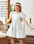 Arshiner Girls Dress Short Puff Sleeve Loose Tiered Ruffle Casual Dresses Square Neck