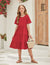 Arshiner Girls Dress Summer Short Sleeve Tiered Ruffle Casual Swing Midi A-Line Dress with Pockets