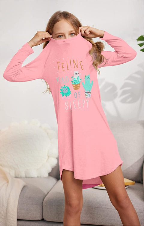 Arshiner Girls Nightgowns Long Sleeve Print Pajamas Nightdress