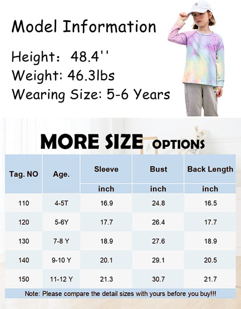 Arshiner Girls Casual Tie Dye Crewneck Long Sleeve Sweaters