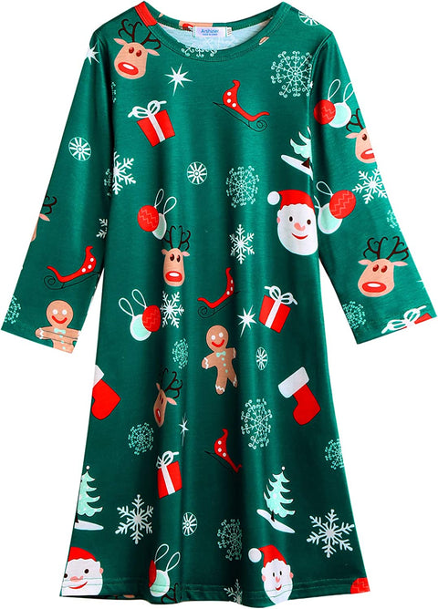 Arshiner Girls Dress Kids Long Sleeve Solid Color Casual T-Shirt Dress